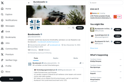 The Ministry of Defense and the Armed Forces of Germany "freeze" their accounts in "X"