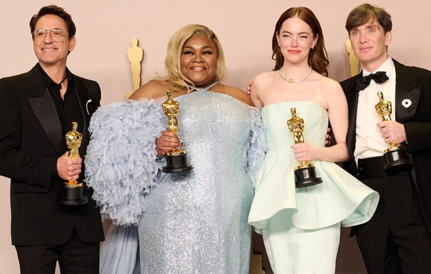 Emma Stone, Kilian Murphy, Da'vain Joe Radolf and Robert Downey J., on the Oscar 2025 scene